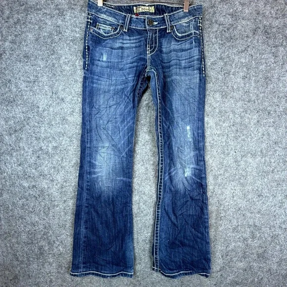 Buckle BKE Sabrina Bootcut Jeans Women 26 Blue Denim Stretch Y2K Contrast Stitch - Picture 2 of 11